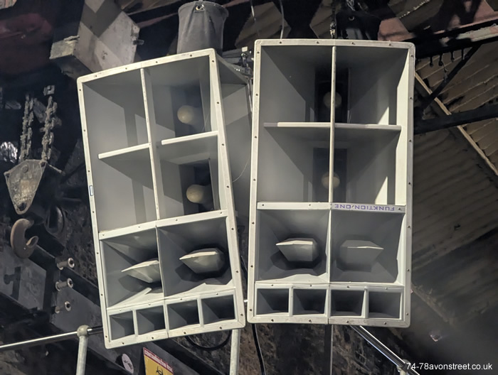 The Funktion One sound system in the main room. 4th May 2025.